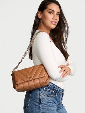 Victoria's Secret Quilted Shoulder Bag in Cognac